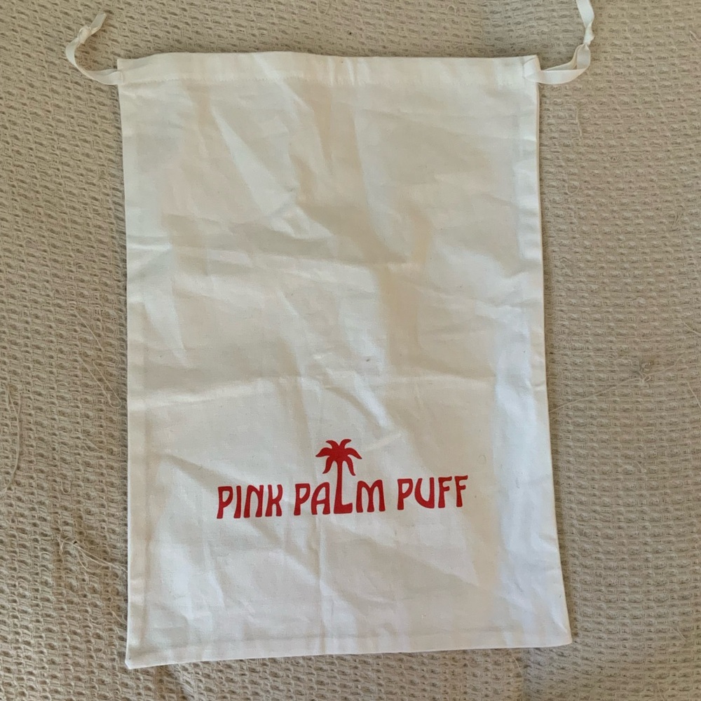Pink Palm Puff Logo Drawstring Dust Bag Storage Pouch Rare